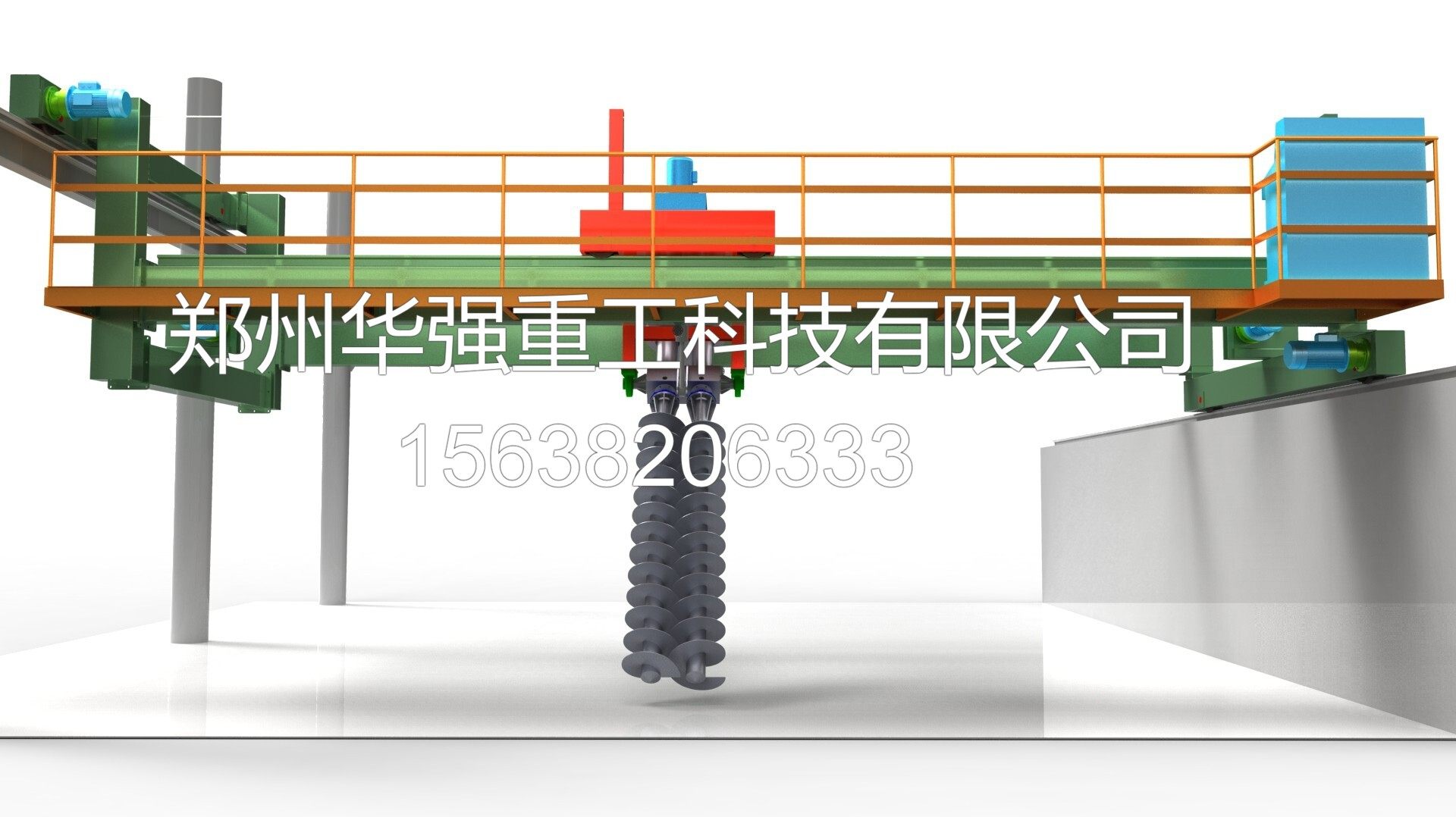 双螺旋槽式翻堆机，多料适配，规模化发酵优选